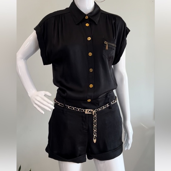 Marciano Black Stretch Silk Romper - Picture 1 of 13